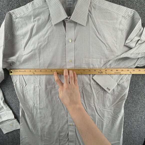 Brooks Brothers Slim Blue Check Cotton Non-Iron 16.5 36 Mens Long Sleeved Shirt - Picture 6 of 15